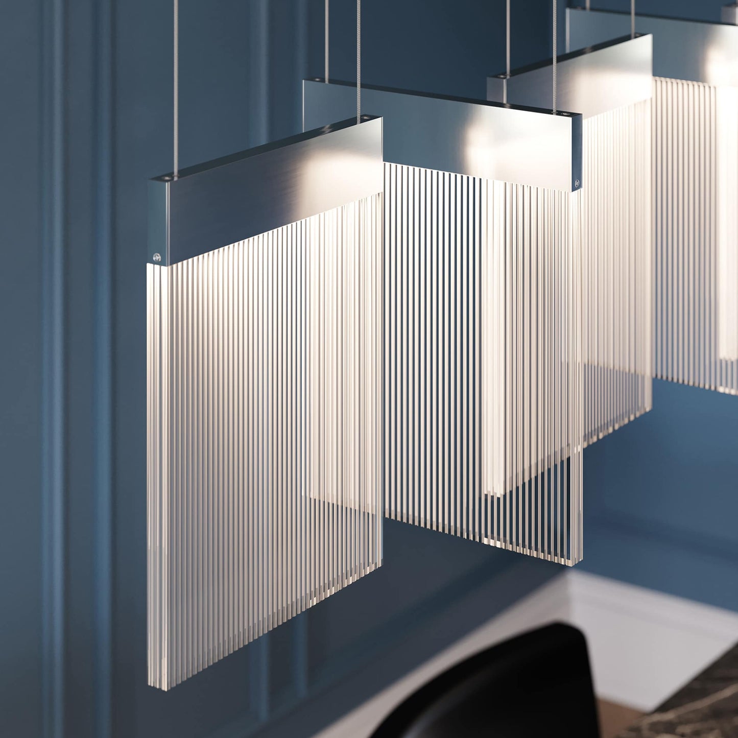 V Panels 56" Wide Suspension Linear Pendant