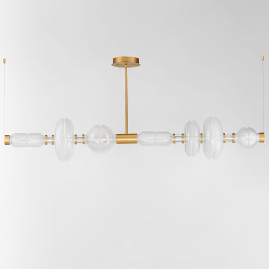 Gusto 71" Wide LED Abstract Linear Chandelier with Hand-Blown Glass Shades