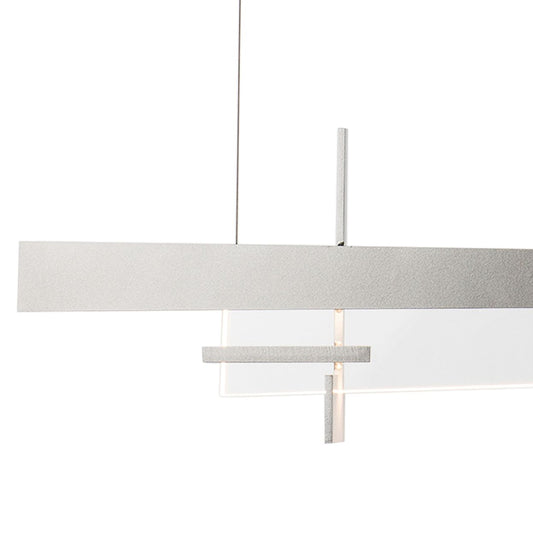Tenon 48" Wide Vintage Platinum and Clear Glass LED Linear Pendant