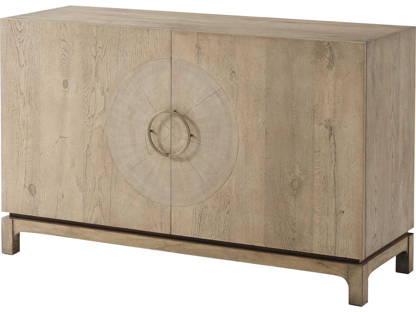 Sawyer Buffet Cabinet in Aged Oak with Brass Handles