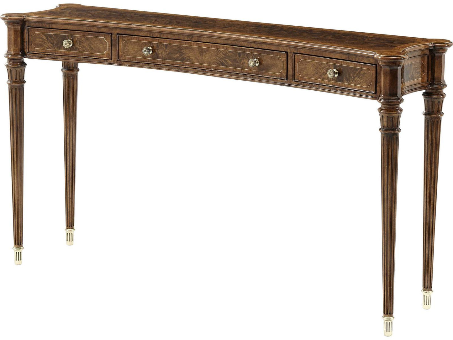 Grandison 60-Inch Flame Walnut and Yew Burl Console Table