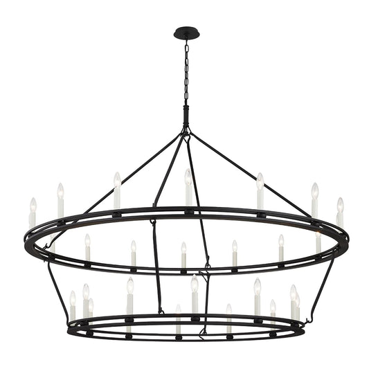 Sutton 28 Light 52" Wide Taper Candle Chandelier - Textured Black
