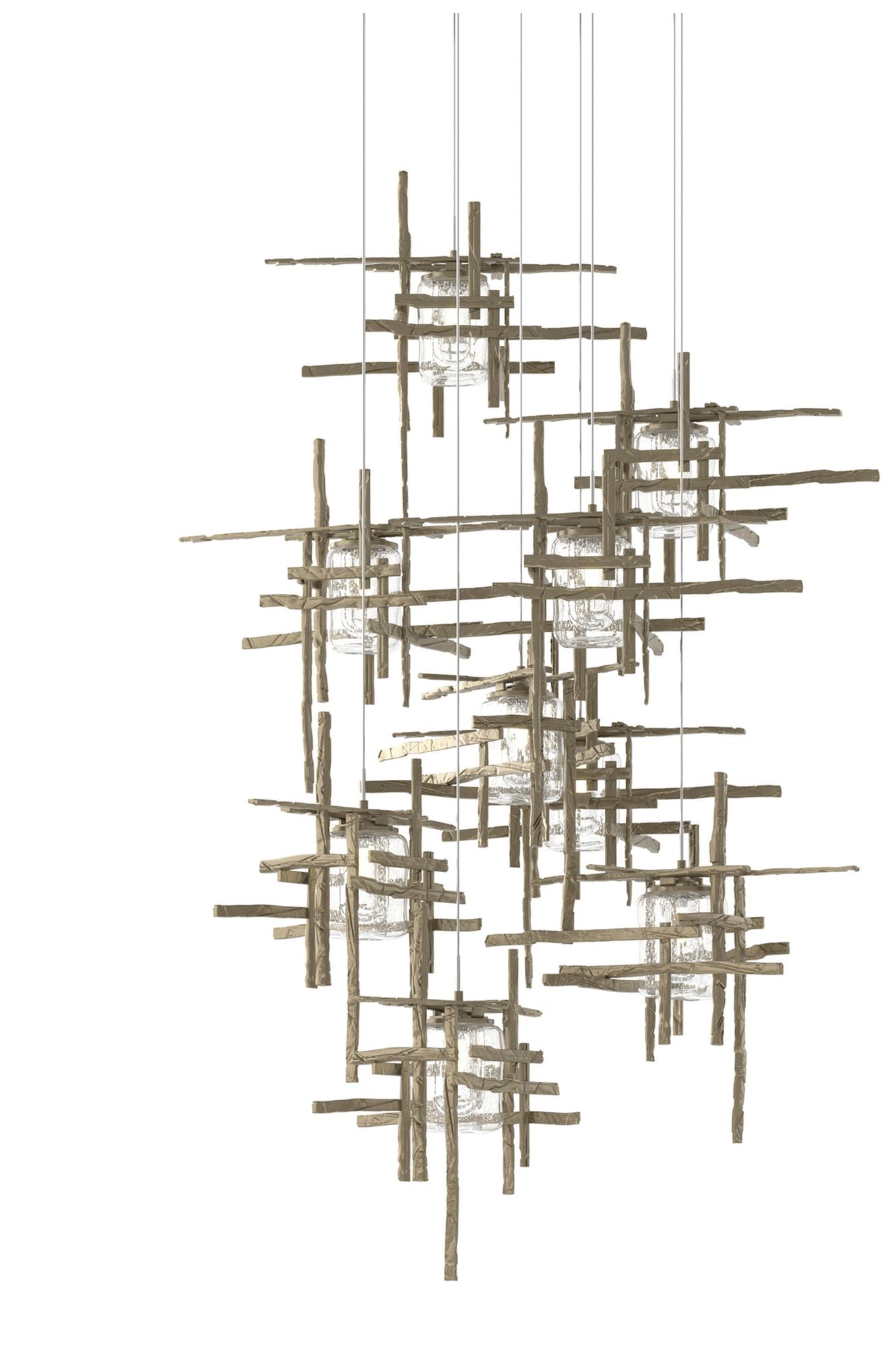Tura 29.6"W 9-Light Round Long Pendant w/ Seeded Glass Shade
