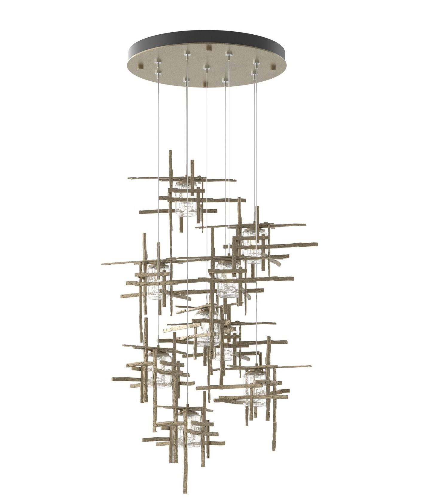 Tura 29.6"W 9-Light Round Standard Pendant w/ Seeded Glass Shade