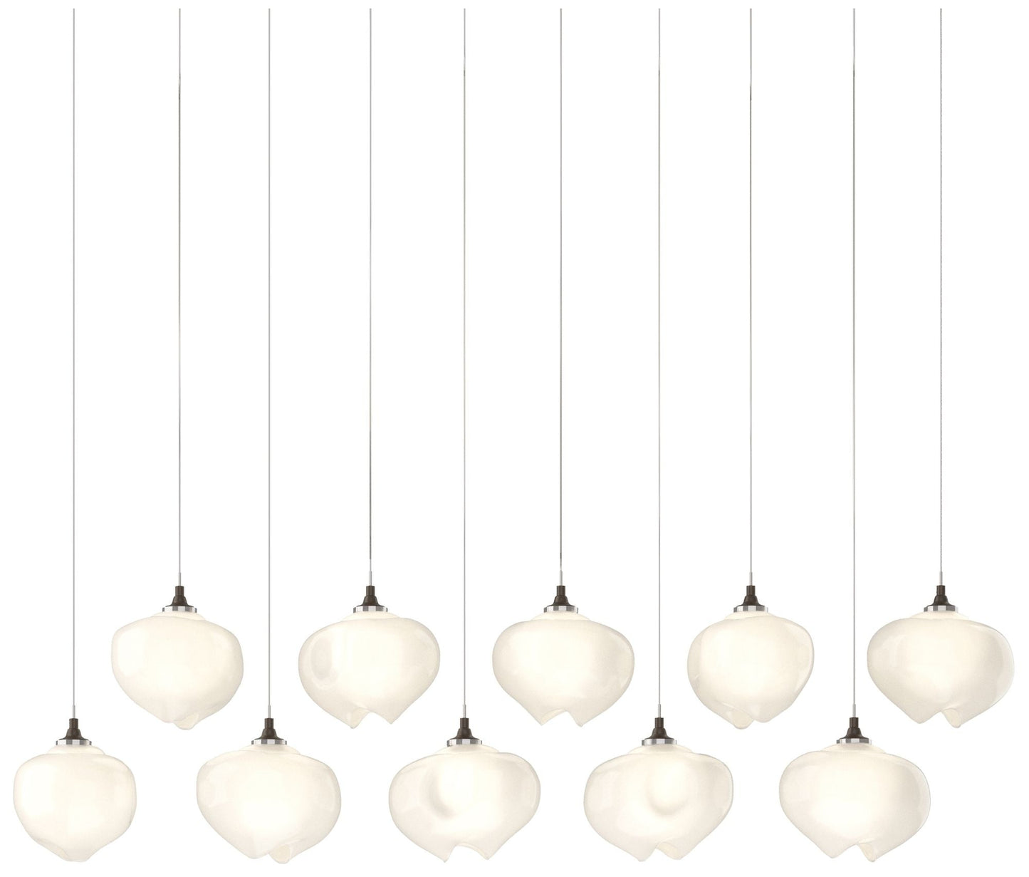 Ume 44.7"W 10-Light Rectangular Bronze Long Pendant w/ Frosted Glass S
