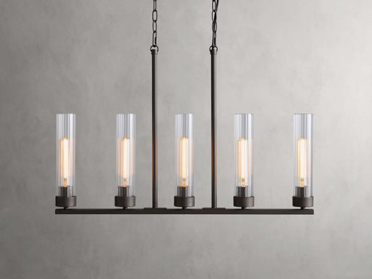 Venturo Fluted Glass Linear Island Chandelier