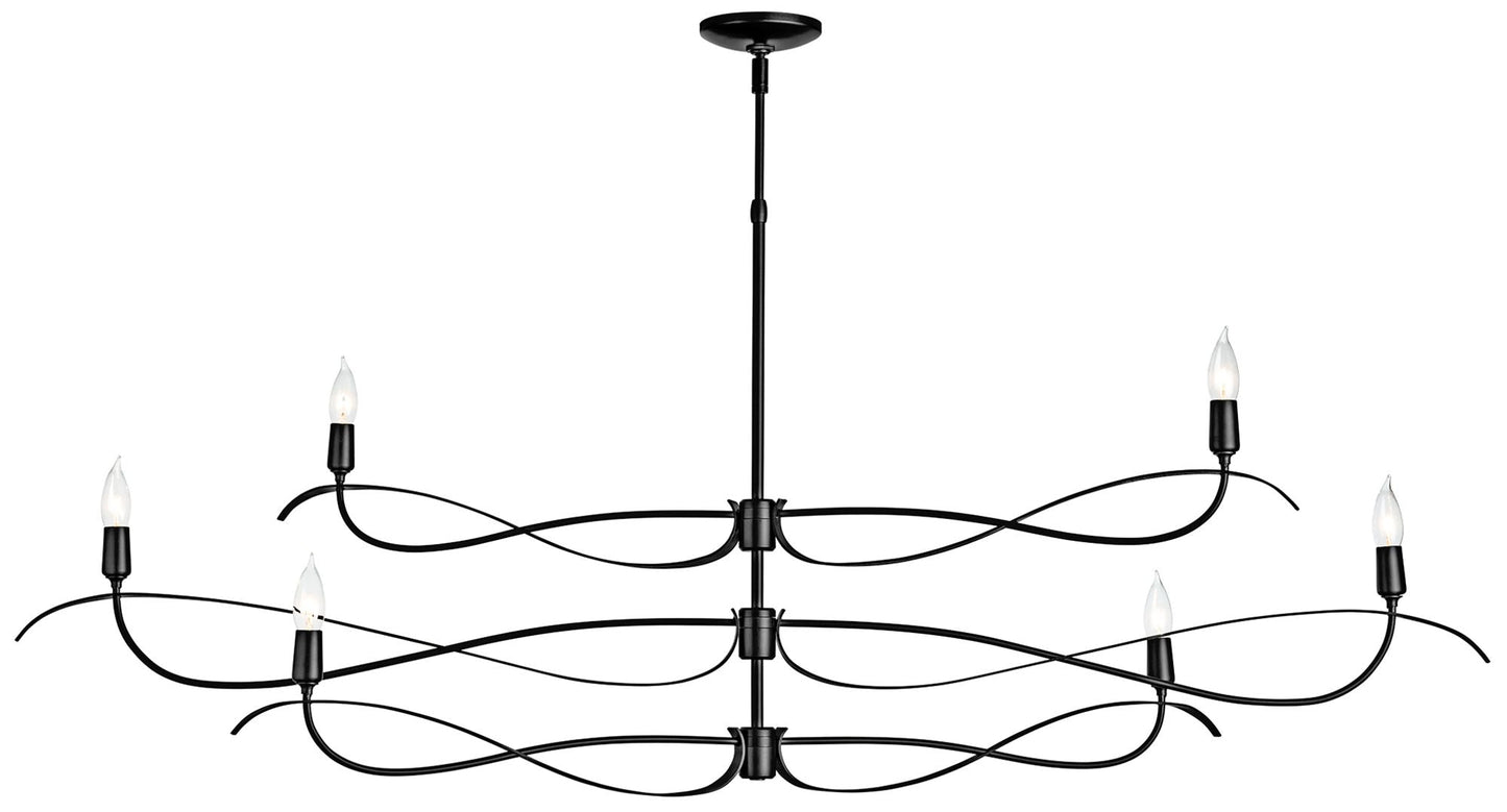 Willow 6-Light Large Chandelier - Black Finish - Standard Overall Height