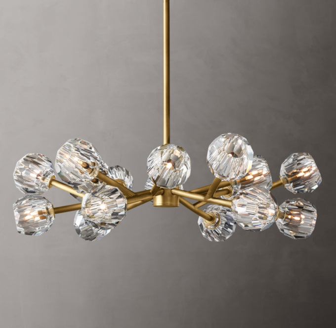 Crystal Sphere Clear Glass Round Chandelier 36"