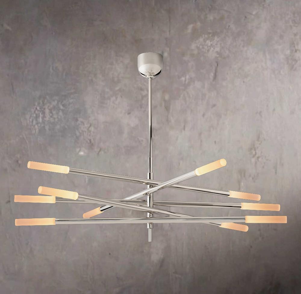 Rousselle Ten-Light Etched Rod Mobile Chandelier