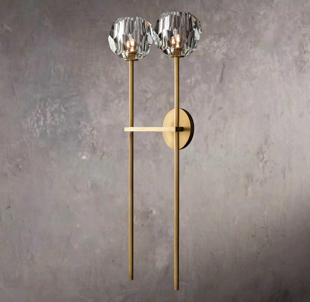 Crystal Sphere Clear Glass Grand Double Wall Sconce