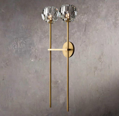 Crystal Sphere Clear Glass Grand Double Wall Sconce