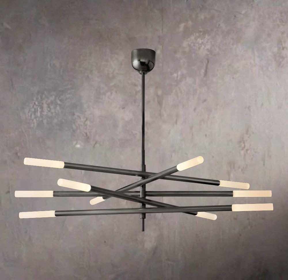 Rousselle Ten-Light Etched Rod Mobile Chandelier