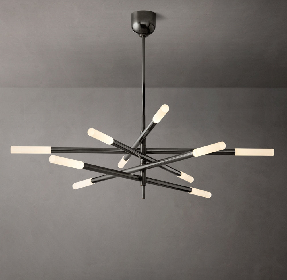 Rousselle Ten-Light Etched Rod Mobile Chandelier