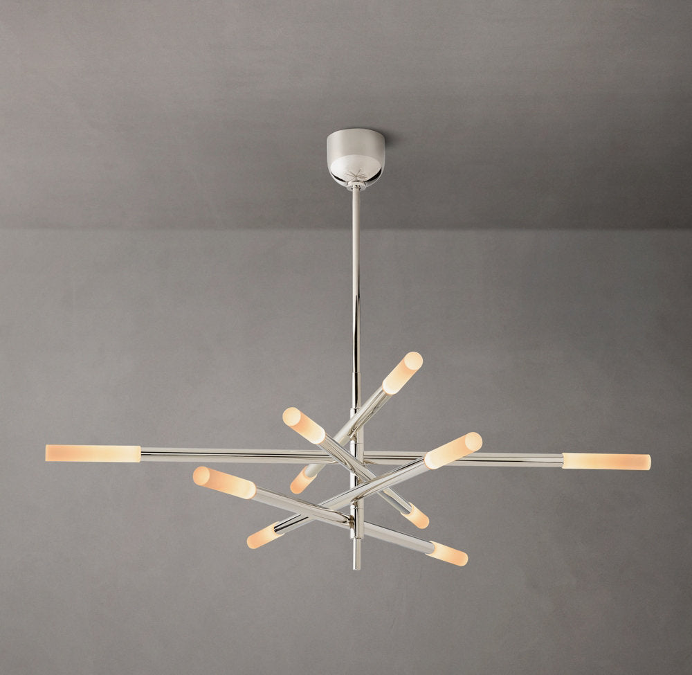 Rousselle Ten-Light Etched Rod Mobile Chandelier