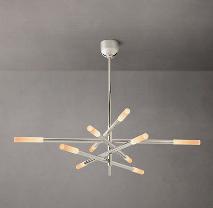 Rousselle Ten-Light Etched Rod Mobile Chandelier