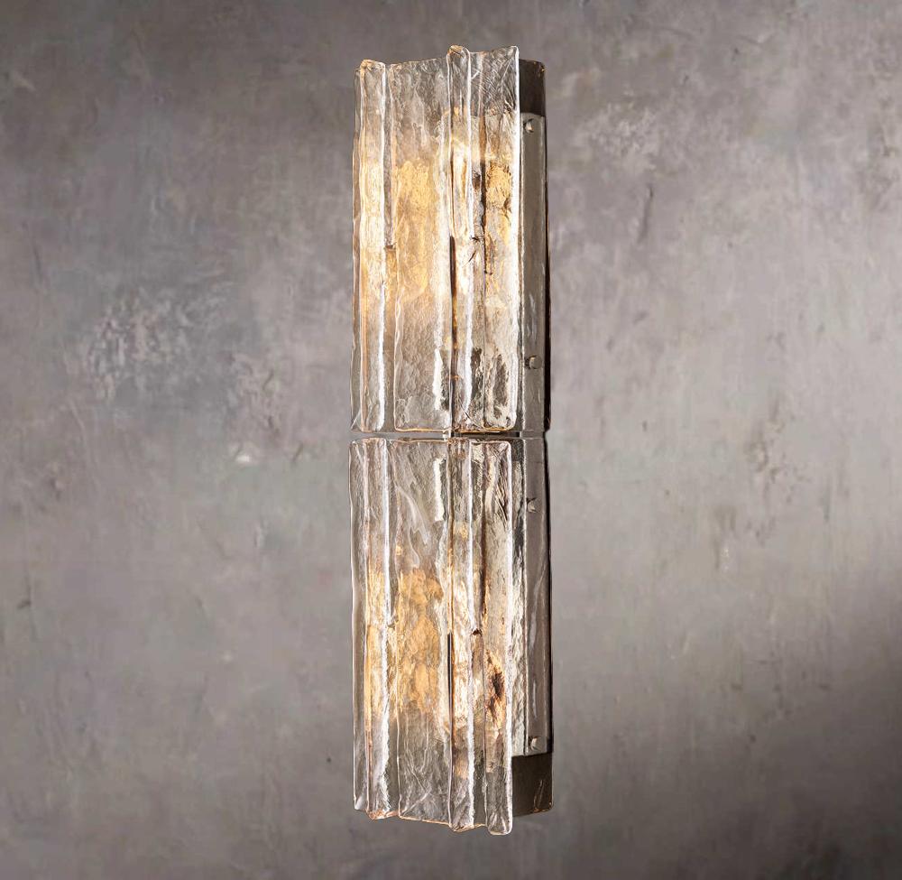 Grid Pattern Clear Glass Wall Sconce 30"