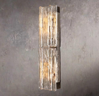 Grid Pattern Clear Glass Wall Sconce 30"