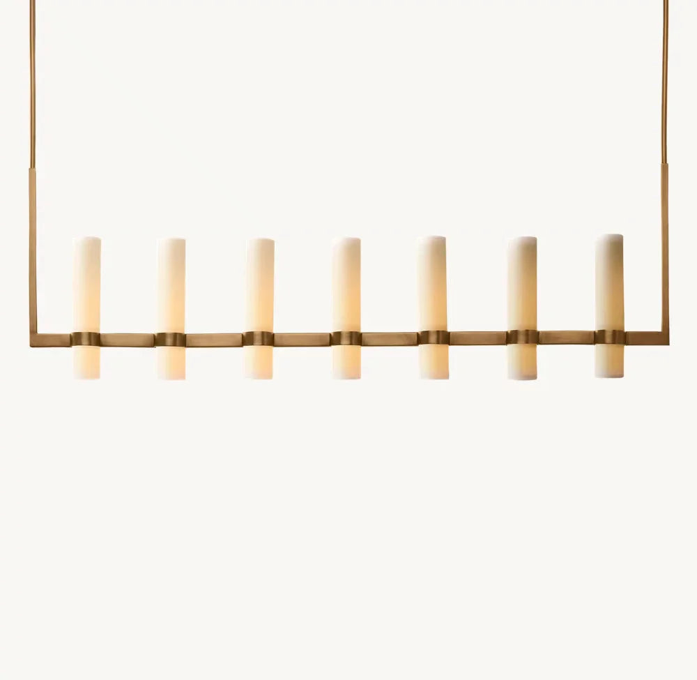 Ravelles Straight Milk Glass Chandelier 59"