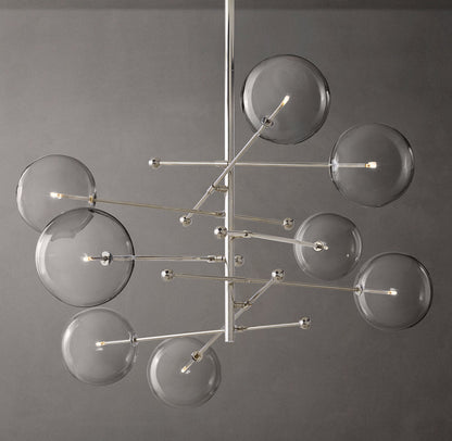 Glass Orb Cluster Mobile Eight-Light Chandelier 79"