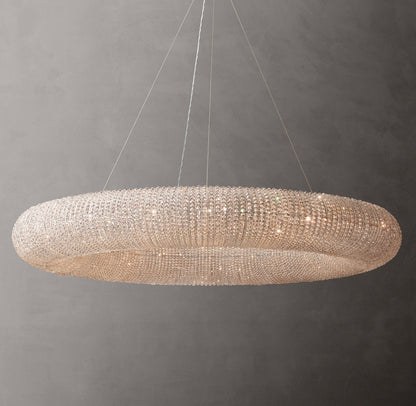 Crystal Halo Clear Round LED Chandelier 72"