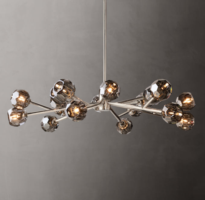 Crystal Globe Smoked Glass Circular Chandelier 48"