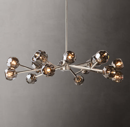 Crystal Globe Smoked Glass Circular Chandelier 48"