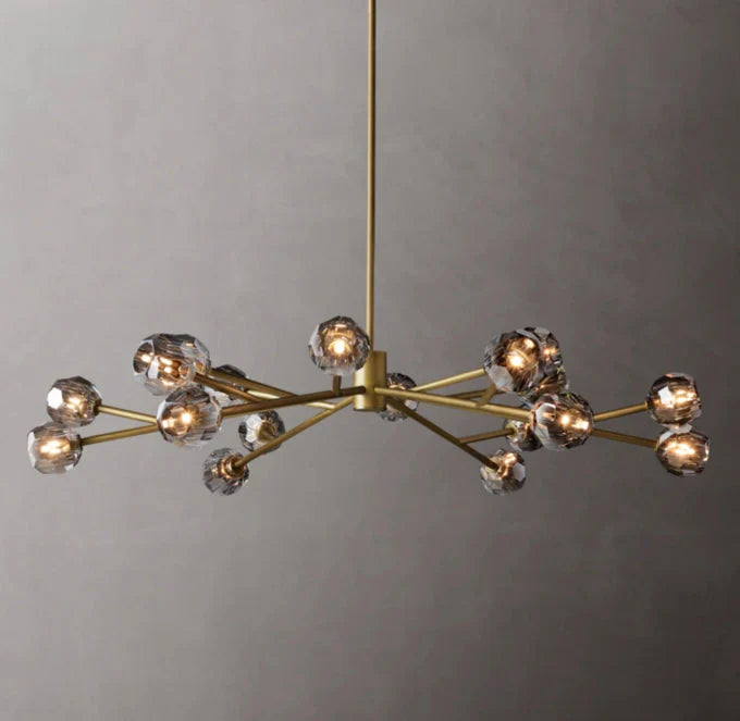 Crystal Sphere Tinted Glass Circular Chandelier 60"