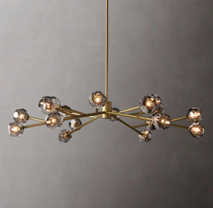 Crystal Sphere Tinted Glass Circular Chandelier 60"