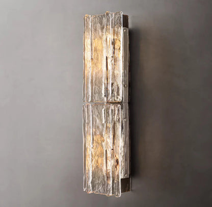 Grid Pattern Clear Glass Wall Sconce 30"