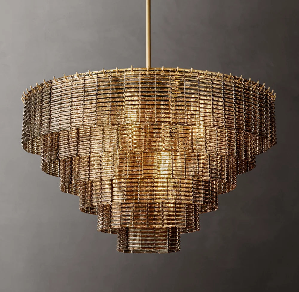 Sirene Smoke Glass Round Chandelier 41"