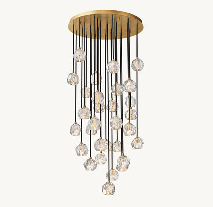 Boule De Cristal Clear Glass Round Cluster Chandelier 30"