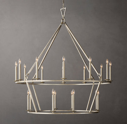 19TH C. ENGLISH OPENWORK TWO-TIER ROUND CHANDELIER 50"