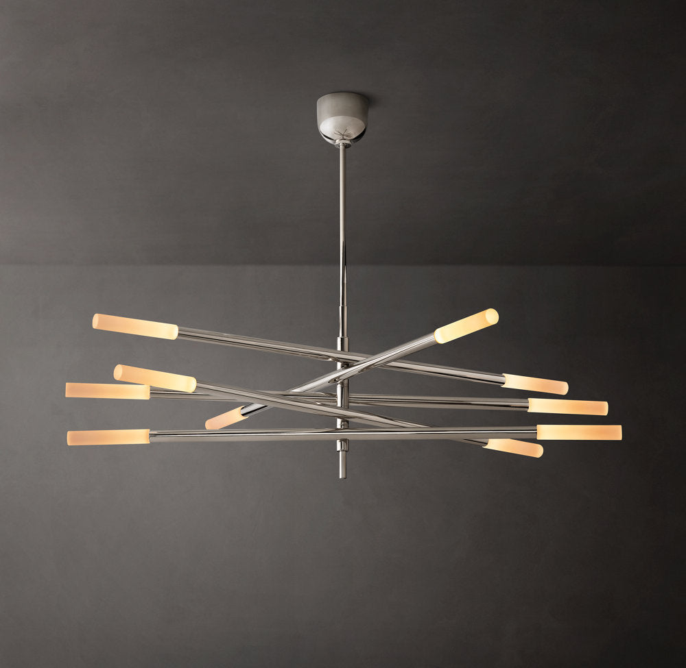 Rousselle Ten-Light Etched Rod Mobile Chandelier