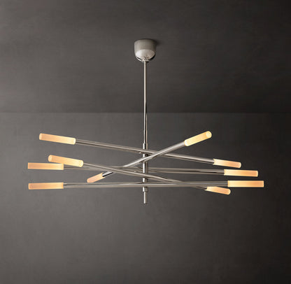 Rousselle Ten-Light Etched Rod Mobile Chandelier