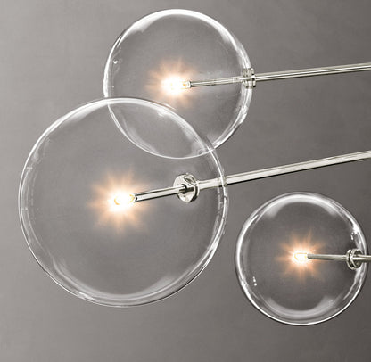 Glass Orb Cluster Mobile Eight-Light Chandelier 79"