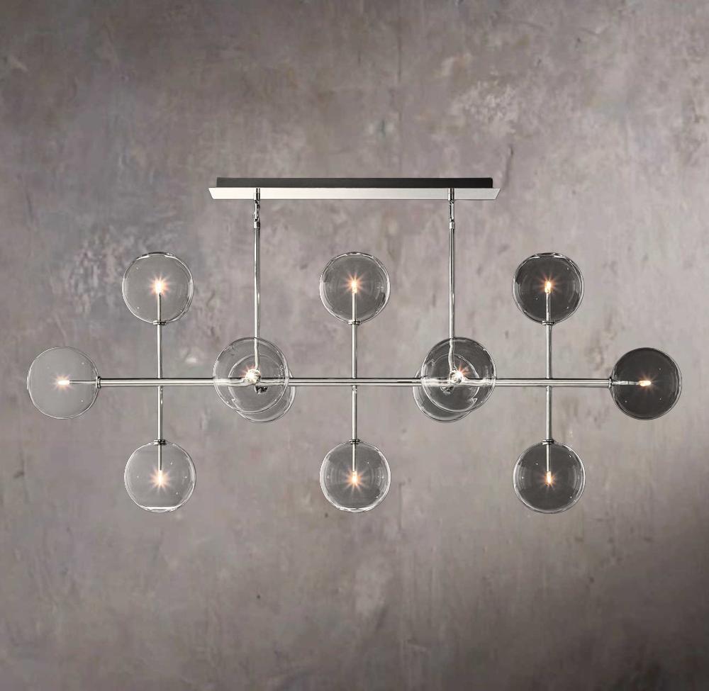 Glass Orbital Mobile Linear Chandelier