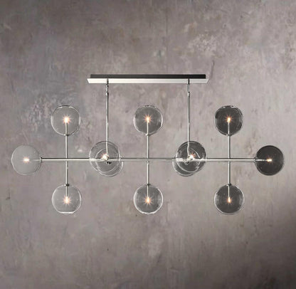 Glass Orbital Mobile Linear Chandelier