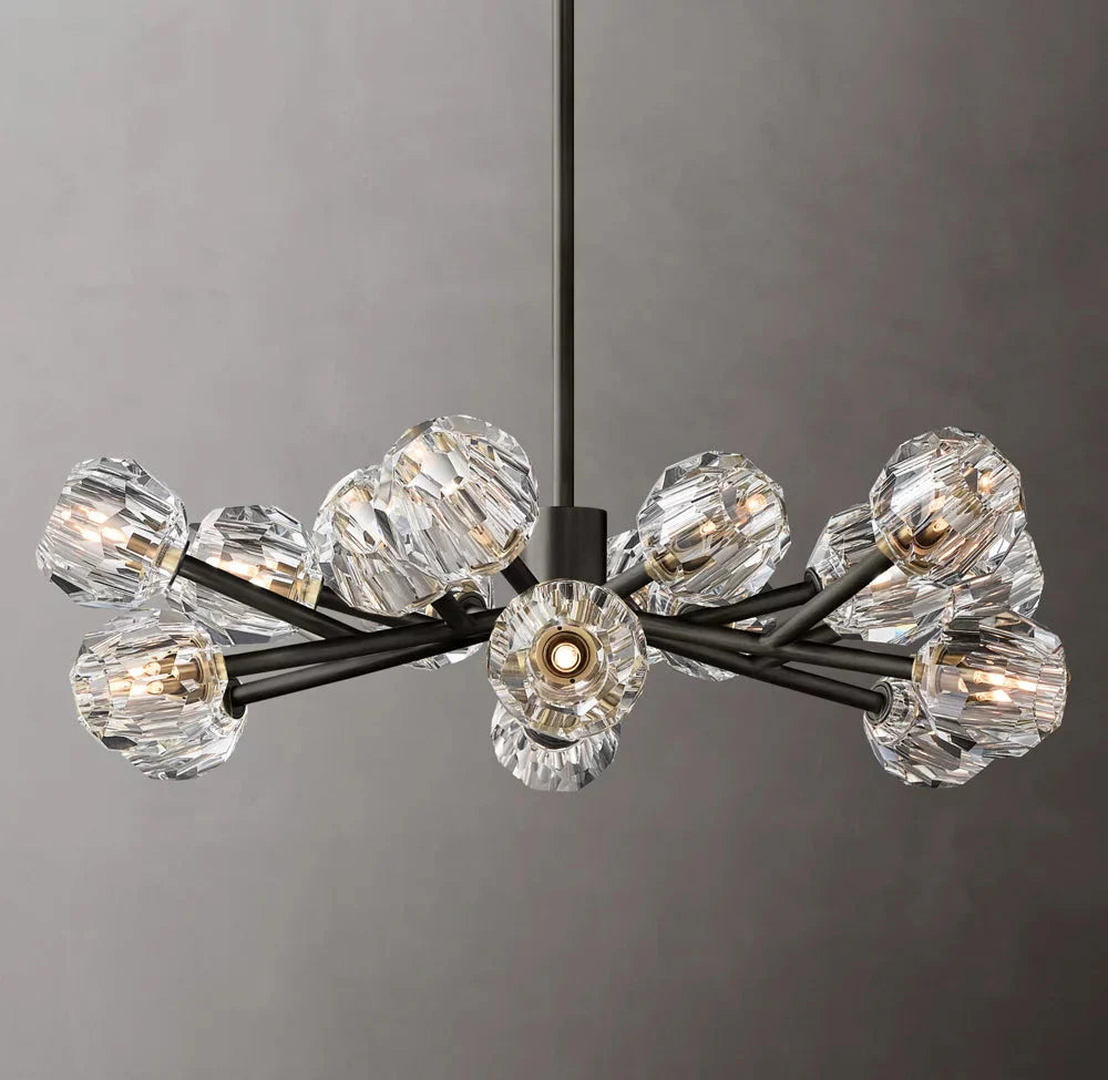 Crystal Sphere Clear Glass Round Chandelier 36"