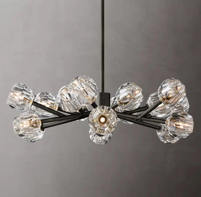 Crystal Sphere Clear Glass Round Chandelier 36"