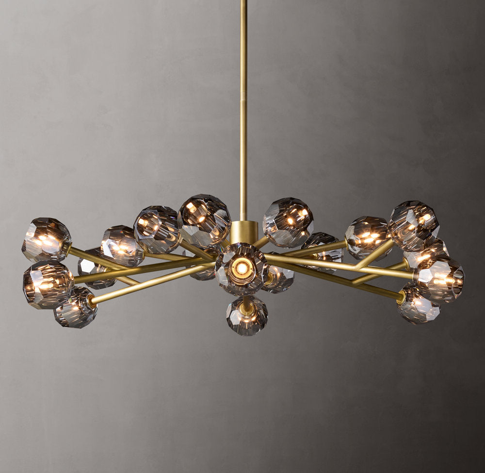 Crystal Globe Smoked Glass Circular Chandelier 48"