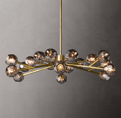 Crystal Globe Smoked Glass Circular Chandelier 48"
