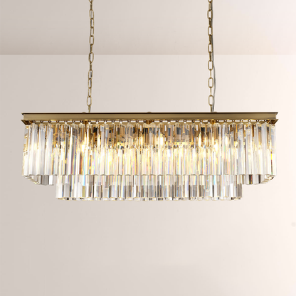 Ryalin Rectangular Glass Chandelier 40"