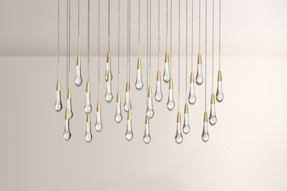 Raindrop Glass Solitaire Linear Chandelier