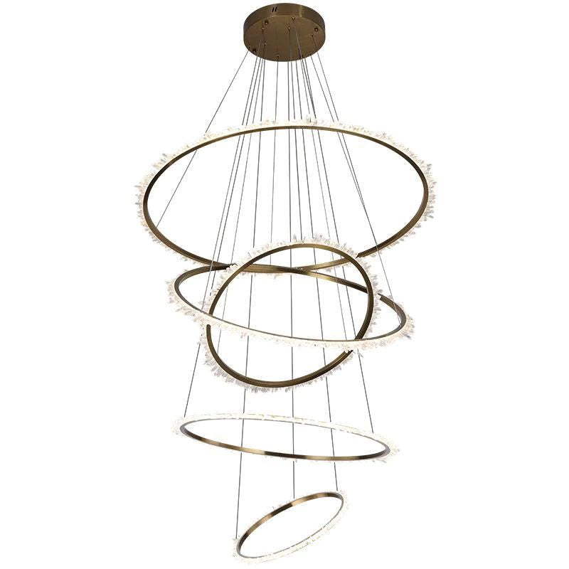 Rocast Crystal Multi Rings Chandelier For Staircase