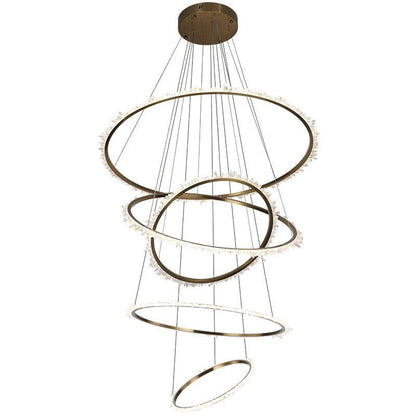 Rocast Crystal Multi Rings Chandelier For Staircase