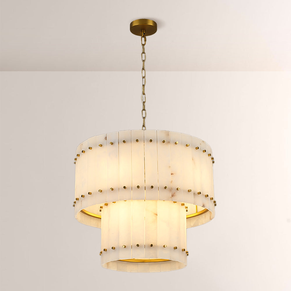 Aurelix Alabaster Round 2-Tiered Chandelier