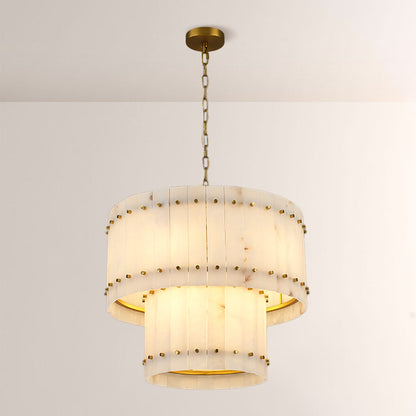 Aurelix Alabaster Round 2-Tiered Chandelier