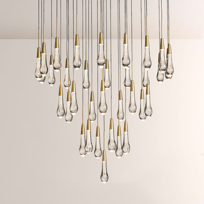 Raindrop Glass Round Solitaire Chandelier