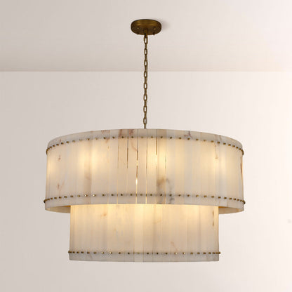 Aurelix Alabaster Round 2-Tiered Chandelier
