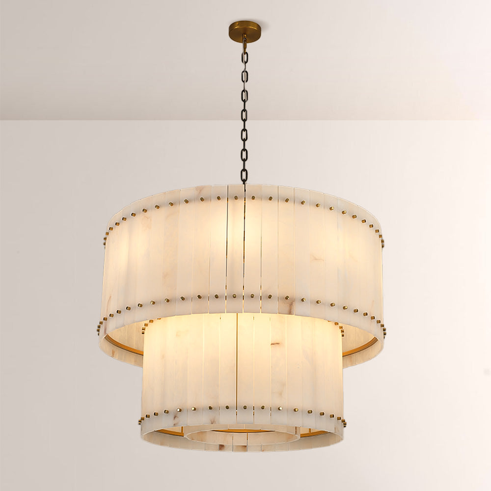 Aurelix Alabaster Round 2-Tiered Chandelier